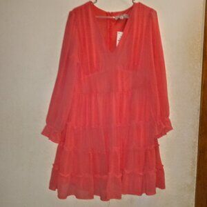 NWT Emma & Michele size 10 dress coral v neck zipup